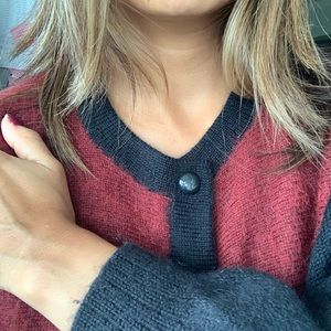 Alpaca Chunky Cardigan Sweater Multi Color Made in Peru Size Medium